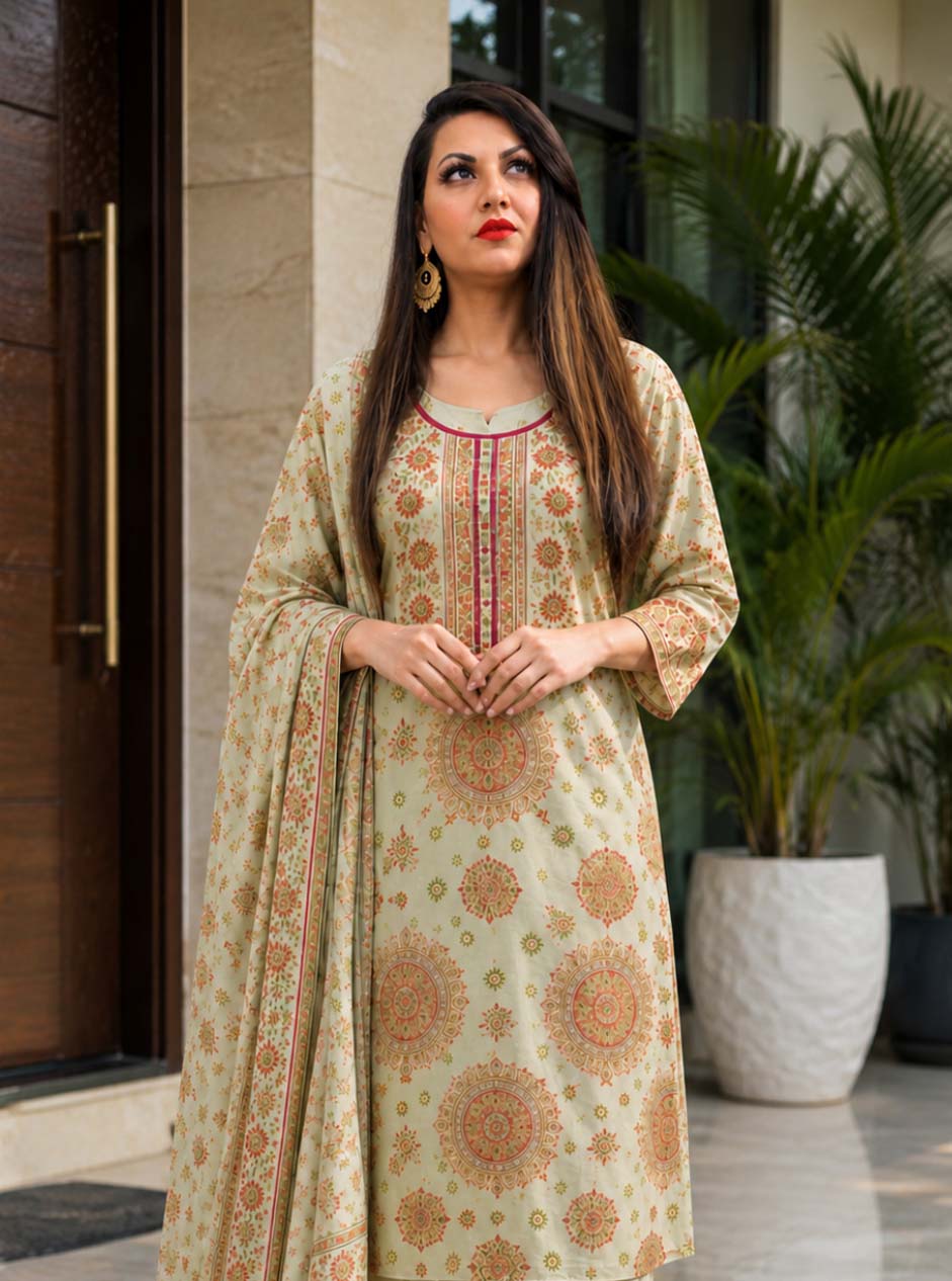 Premium Cotton Ready-Made Three-Piece
